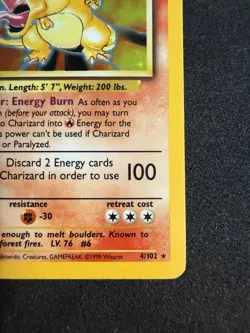 Charizard 004/102 Base Set Holo Pokemon TCG Card Rare NM LP PSA Very Clean! ENG - Image 4
