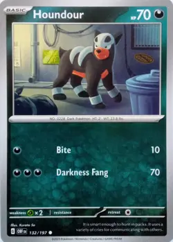 HOUNDOUR - COMMON - OBSIDIAN FLAMES - POKEMON CARD - 132/197 - Image 1