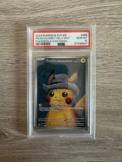 PSA 10 Pikachu Van Gogh Grey Felt Hat SVP 085 Black Star Promo Pokemon Card - Image 1