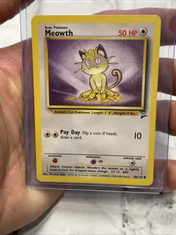Pokemon Card Meowth 80/130 Base Set 2 Unlimited Common WOTC 2000 NM Vintage Vtg - Image 1