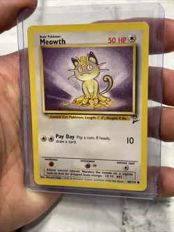 Pokemon Card Meowth 80/130 Base Set 2 Unlimited Common WOTC 2000 NM Vintage Vtg - Image 2