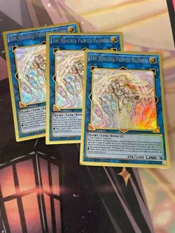 YUGIOH - THE WEATHER PAINTER RAINBOW X3 - GOLD RARE - MGED - 1ST ED - NM - Image 1