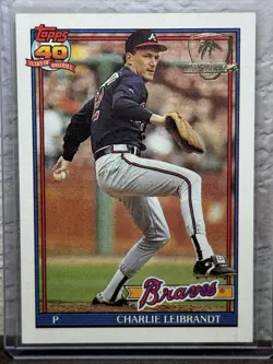 1991 Topps Operation Desert Shield #456 Charlie Leibrandt Atlanta Braves NM 2 - Image 1