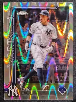 2025 Topps Chrome BEN RICE RC RAYWAVE REFRACTOR New York Yankees - Image 1