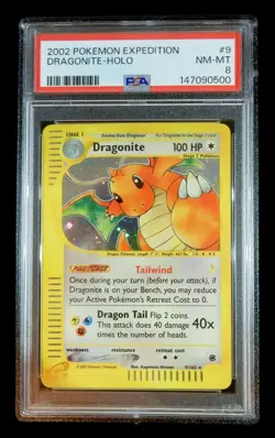 2002 Pokemon Dragonite Expedition 9/165 Holo Foil PSA 8 - Image 1
