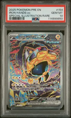 2025 POKEMON PRE EN-PRISMATIC EVOLUTIONS #154 IRON HANDS EX PSA 10 - Image 1