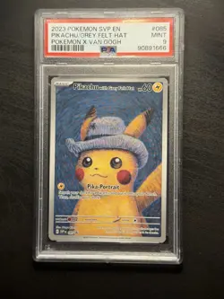 PSA 9 PIKACHU WITH GREY FELT HAT 2023 POKEMON SVP POKEMON X VAN GOGH #085 *MINT* - Image 3