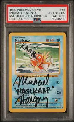 PSA Auto 10 Signed Micheal Haigney Pokemon Magikarp Base Set Shadowless WOTC - Image 2