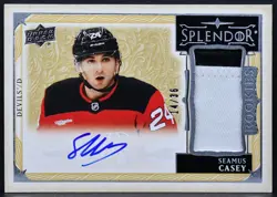 24-25 UD The Cup Splendor RCs Seamus Casey SP-CA Devils RC Auto 14/36 Patch 9218 - Image 1