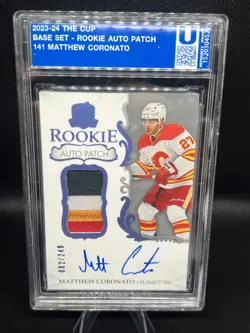 2023-24 Upper Deck The Cup Matthew Coronato Rookie Patch Auto /249 Encased RPA - Image 1