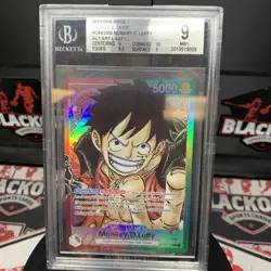 2022 One Piece MONKEY D LUFFY Pre-Errata Alt Art OP01 -003 Romance Dawn BGS 9 - Image 2
