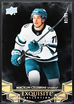 24-25 UD The Cup Exquisite Collection Black Macklin Celebrini Sharks RC /99 9263 - Image 1