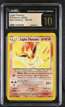 CGC 10 PRISTINE Light Flareon 2002 Neo Destiny 46/105 Pokemon Card - Image 1