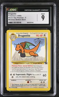 CGC 9 Dragonite 1999 Black Star Promo 5 WB Movie Promo Pokemon Card psa - Image 1