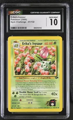 CGC 10 GEM MINT Erika's Ivysaur 2000 Gym Challenge 41/132 Pokemon Card psa - Image 1
