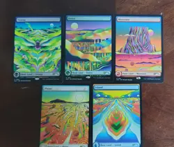 MTG Secret Lair Strange Sands Island Mountain Swamp Plains Forest NonFoil 5 Card - Image 1