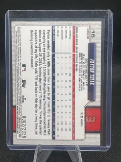 2026 Topps Series One - Payton Tolle RC Gold Parallel /2026 - Boston Red Sox - Image 2