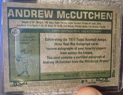 2026 Topps Heritage Andrew McCutchen Real One Autograph Red Ink /77 - Image 2