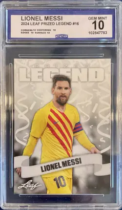 Lionel Messi 2024 Leaf Prized Legend CCG 10 GEM MINT Argentina GOAT 🔥🔥🔥 - Image 1