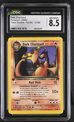 CGC 8.5 Dark Charizard Team Rocket 1st Edition 21/82 Pokemon Card psa - Image 1