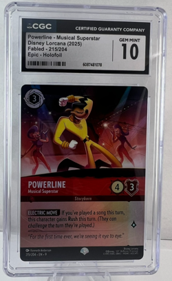 Powerline 215/204 Fabled Epic Holofoil 2025 Lorcana CGC 10 Gem Mint - Disney - Image 2