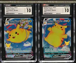 CGC 10 ⭐ Sequential Flying Surfing Pikachu VMAX 25th Anniversary Celebrations - Image 1
