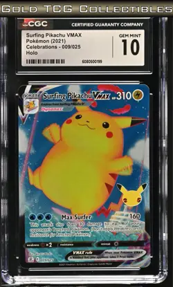 CGC 10 ⭐ Sequential Flying Surfing Pikachu VMAX 25th Anniversary Celebrations - Image 3