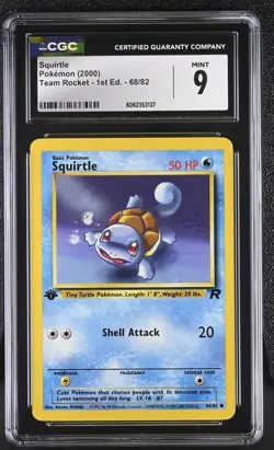 CGC 9 Squirtle Team Rocket 1st Edition 68/82 Pokemon Card psa - Image 1