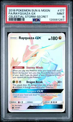 Rayquaza GX #177 Celestial Storm Secret 2018 Pokemon PSA 9 - Image 1