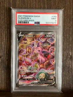 2021 Pokemon Espeon v SWSH FA #180/203 Evolving Skies PSA 9 - Image 1
