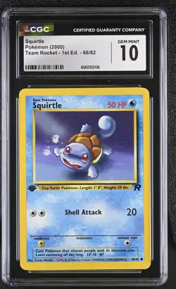 CGC 10 GEM MINT Squirtle Team Rocket 1st Edition 68/82 Pokemon Card psa - Image 1