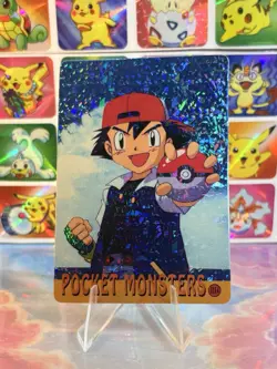 Pokemon Ash Ketchum Vintage Vending HOLO Prism Sticker 98 Nintendo Bandai - Image 1