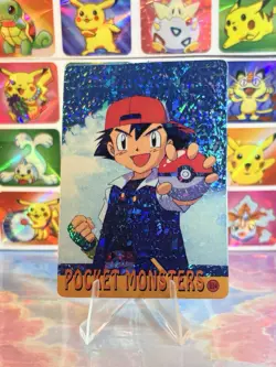 Pokemon Ash Ketchum Vintage Vending HOLO Prism Sticker 98 Nintendo Bandai - Image 2