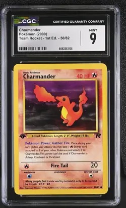CGC 9 MINT Charmander Team Rocket 1st Edition 50/82 Pokemon Card psa - Image 1