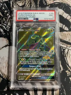 Rayquaza GX 160 Full Art Holo Pokemon 2018 Sun &Moon Celestial Storm PSA 9 MINT - Image 1