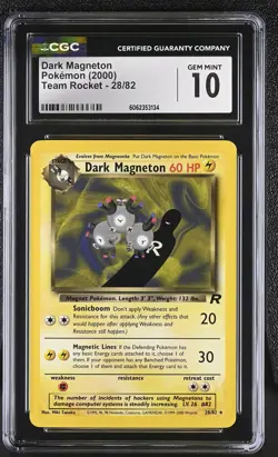 CGC 10 GEM MINT Dark Magneton 2000 Team Rocket 28/82 Pokemon Card psa - Image 1
