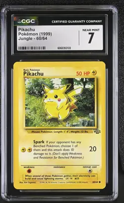 CGC 7 Pikachu 1999 Jungle 60/64 Pokemon Card psa - Image 1