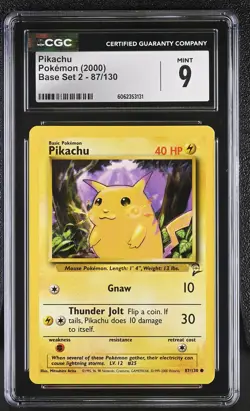 CGC 9 MINT Pikachu 2000 Base Set 2 87/130 Pokemon Card psa - Image 1