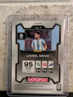 2026 Panini Prizm Monopoly FIFA World Cup Lionel Messi GREEN WAVE Card #1 - Image 2