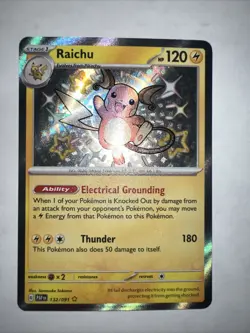 Pokemon TCG Shiny Raichu Holo Card Paldean Fates Baby Shiny Rare 132/091 - Image 1