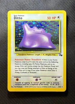 Ditto 3/62 Fossil Unlimited Holo LP – Vintage WOTC Pokemon Card - Image 1