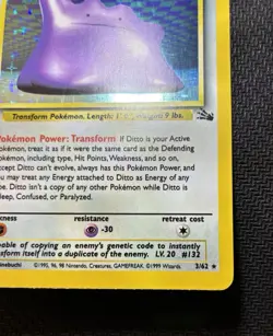 Ditto 3/62 Fossil Unlimited Holo LP – Vintage WOTC Pokemon Card - Image 5
