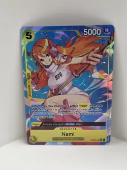 Bandai One Piece CCG Nami OP08-106 Super Rare Two Legends Foil 5000 Power Card - Image 1