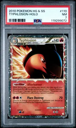2010 POKEMON HEARTGOLD SOULSILVER TYPHLOSION PRIME #110 ULTRA PSA 7 NM 119299072 - Image 1