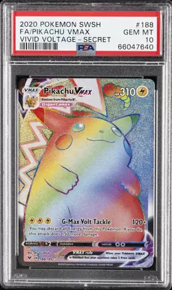 2020 POKEMON SWORD & SHIELD VIVID VOLTAGE SECRET FULL ART/PIKACHU VMAX PSA 10 - Image 1