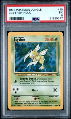 1999 POKEMON JUNGLE #10 SCYTHER-HOLO PSA 5 - Image 1