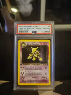 2000 Pokemon Team Rocket Holo Rare Dark Alakazam First Edition 1/82 PSA 8 - Image 1