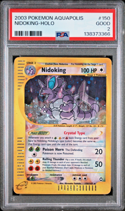 HEAD SWIRL PSA 2 2003 Aquapolis Crystal Nidoking Holo Foil 150/147 Pokemon - Image 1