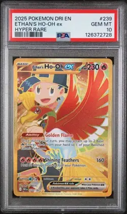 2025 POKEMON DRI EN-DESTINED RIVALS HYPER RARE #239 ETHAN'S HO-OH EX PSA 10 #239 - Image 1
