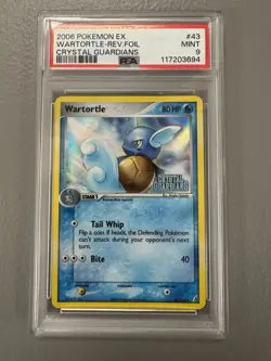 2006 Pokemon EX Crystal Guardians Wartortle #43 Reverse Foil Holo PSA 9 LOW POP - Image 1